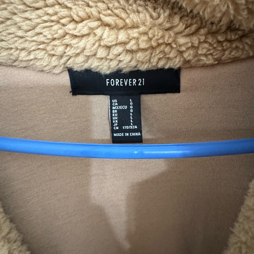Forever 21 Tan Sherpa Teddy Jacket Large - Picture 3 of 3